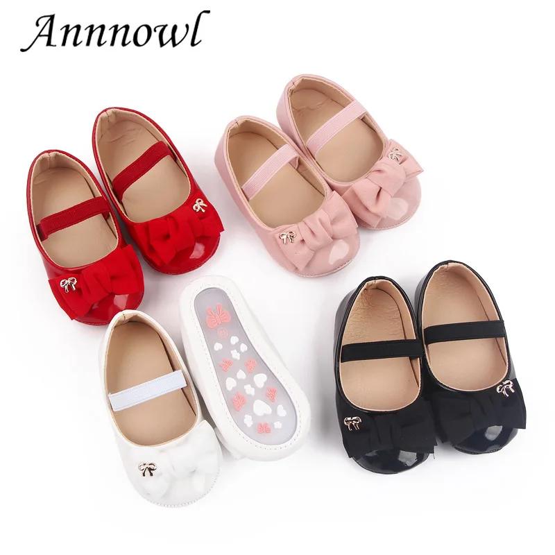 Brand Baby Girls Shoes Toddler Cute Bow Trainers Infant Soft Anti-slip Rubber Bottom Newborn Bebes Flats Princess Fo